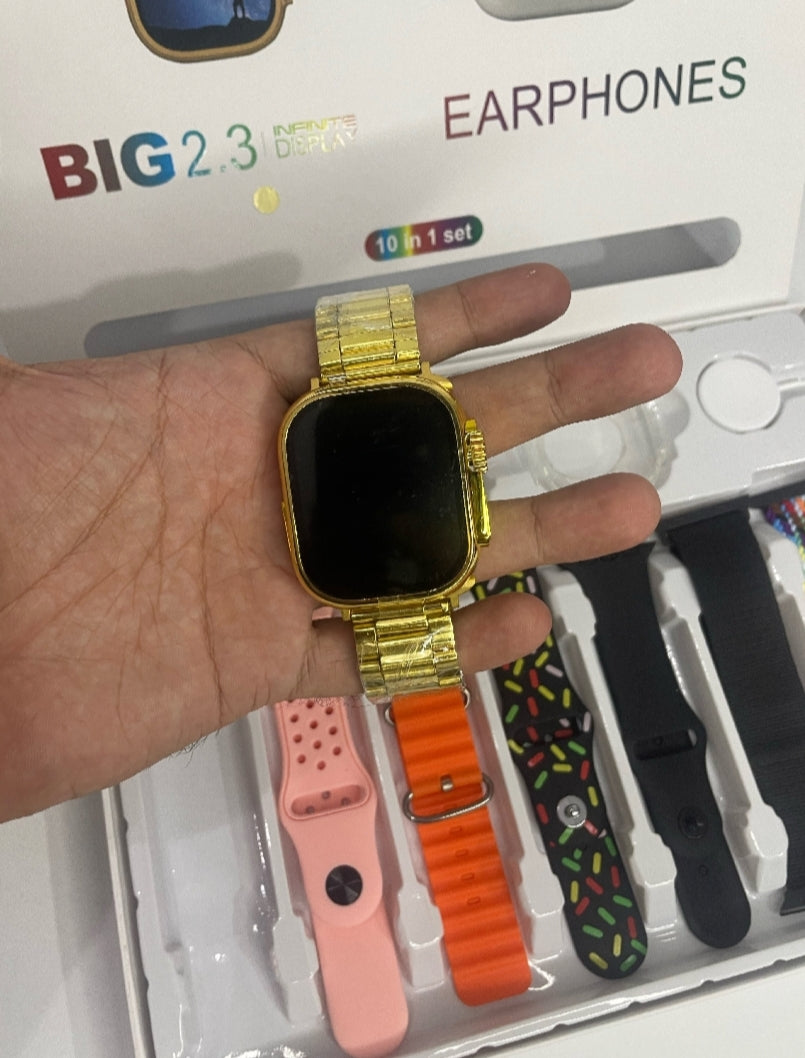 BIG 2.3 Ultra smart watch (Golden color) with airpords pro 2